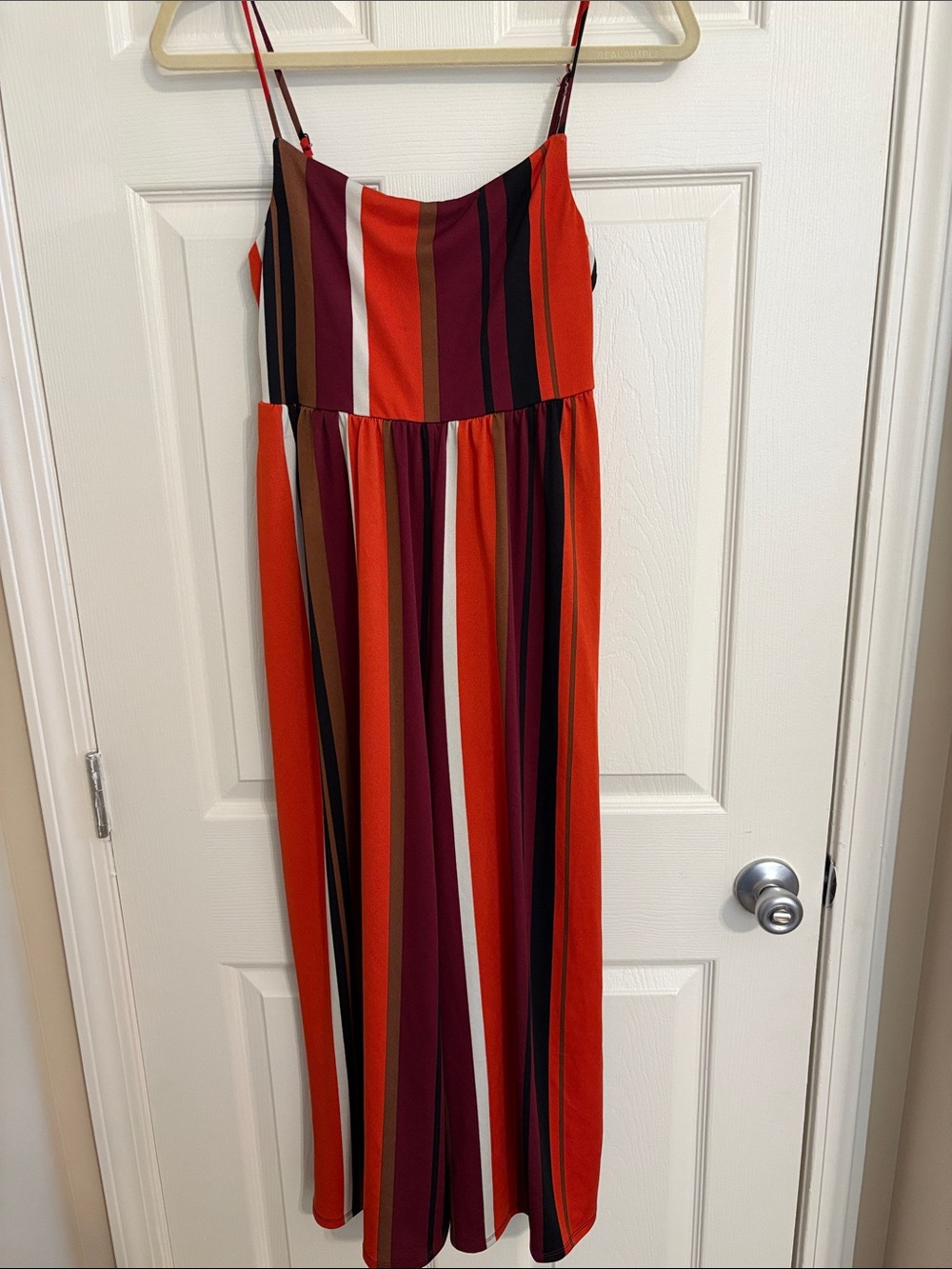 Urban Outfitters Multicolor Striped Maxi Jumpsuit in Red, Burgundy, cream, Brown